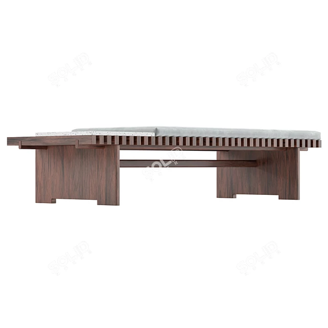 Modern Wooden Coffee Table Bench 3D model image 4