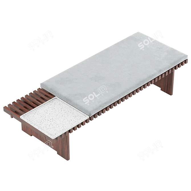 Modern Wooden Coffee Table Bench 3D model image 5