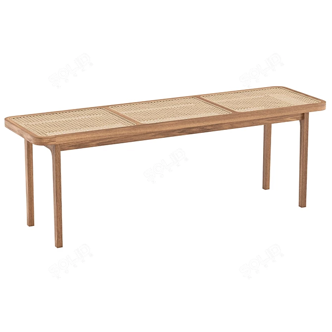 Modern Oak Bench with Upholstered Seat 3D model image 1