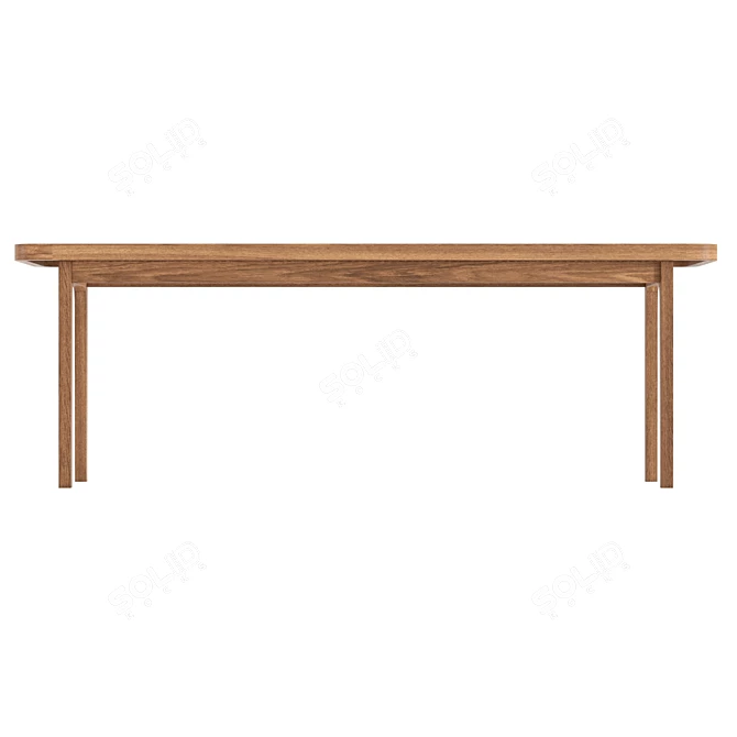 Modern Oak Bench with Upholstered Seat 3D model image 2