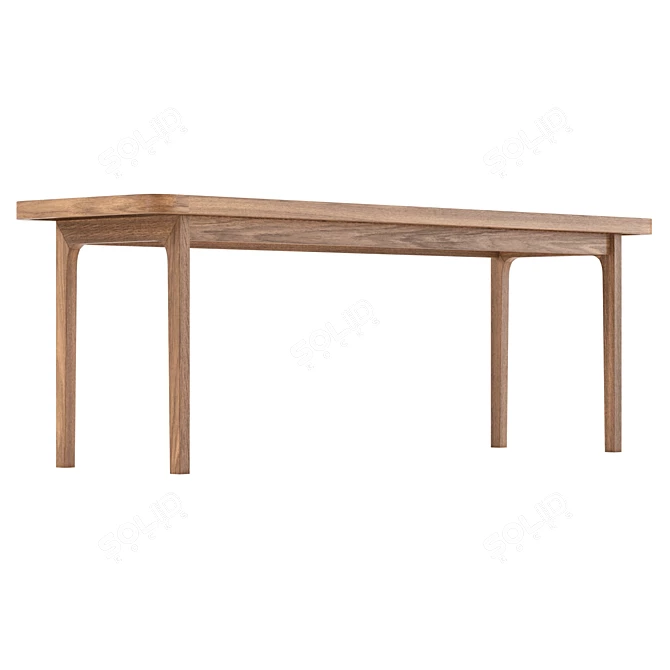 Modern Oak Bench with Upholstered Seat 3D model image 4