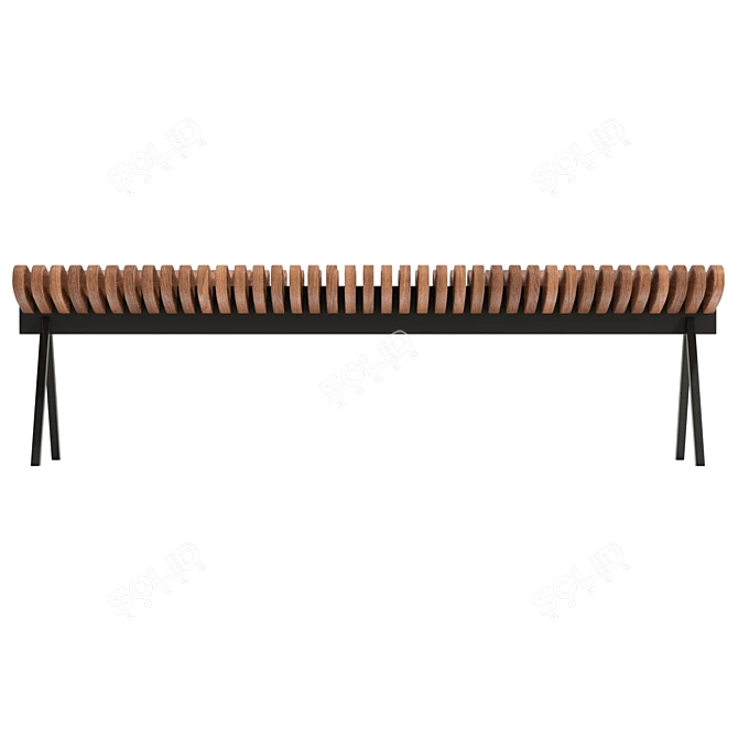 Teak Garden Bench, Real-Sized 3D model image 2