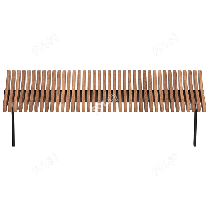 Teak Garden Bench, Real-Sized 3D model image 3