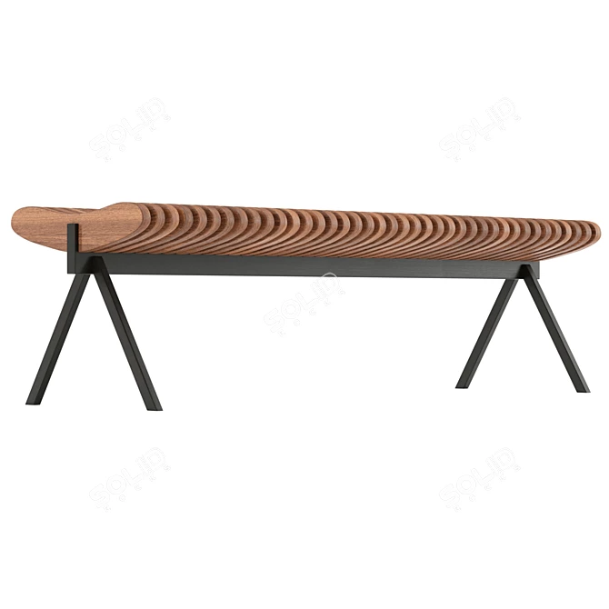 Teak Garden Bench, Real-Sized 3D model image 4