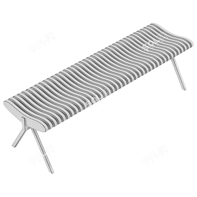 Teak Garden Bench, Real-Sized 3D model image 6