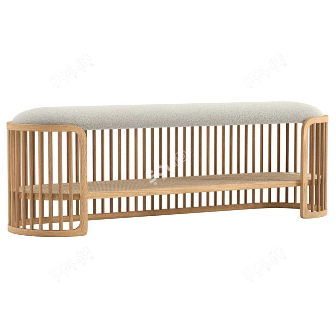 Palu Wooden Bench, 8192x8192 Texture, 156.5cm Length 3D model image 1