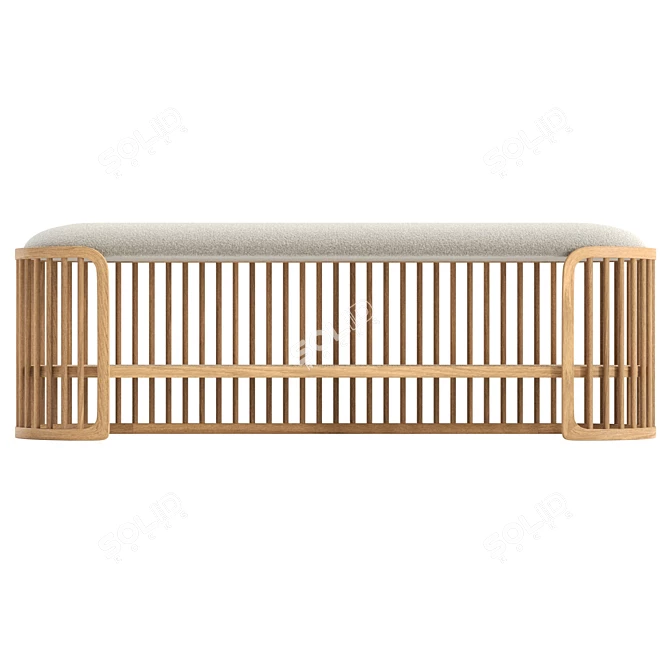 Palu Wooden Bench, 8192x8192 Texture, 156.5cm Length 3D model image 2