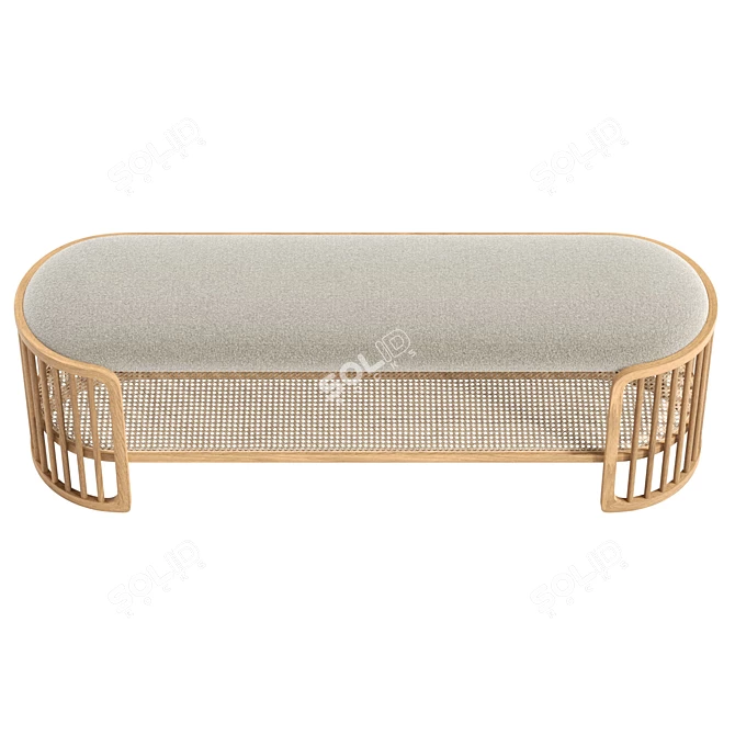 Palu Wooden Bench, 8192x8192 Texture, 156.5cm Length 3D model image 3