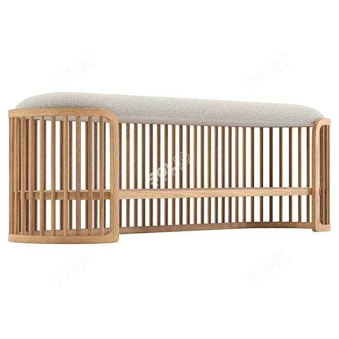 Palu Wooden Bench, 8192x8192 Texture, 156.5cm Length 3D model image 4