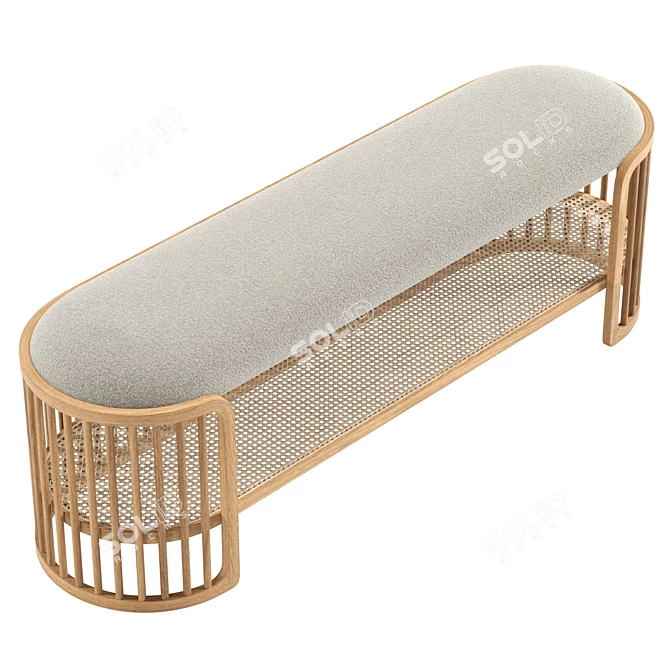 Palu Wooden Bench, 8192x8192 Texture, 156.5cm Length 3D model image 5