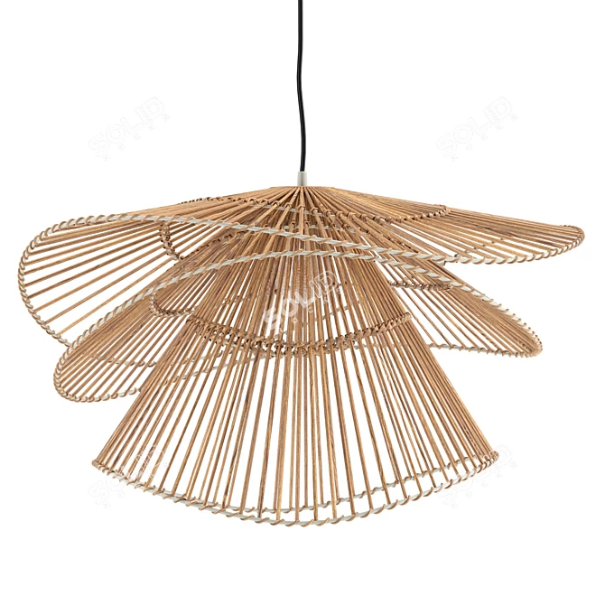Eco-friendly Bamboo Pendant Lights 3D model image 1