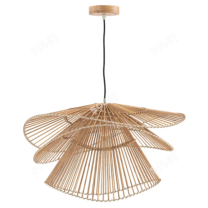 Eco-friendly Bamboo Pendant Lights 3D model image 2