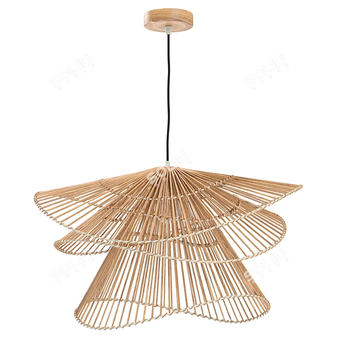 Eco-friendly Bamboo Pendant Lights 3D model image 3