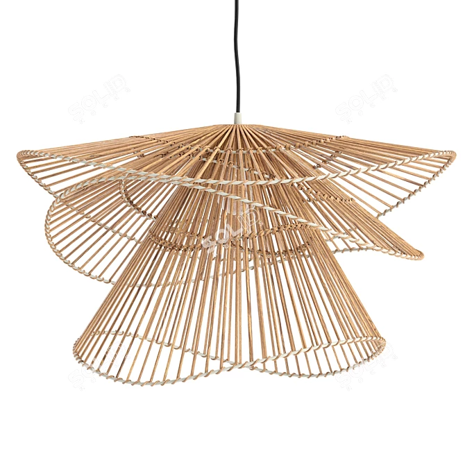 Eco-friendly Bamboo Pendant Lights 3D model image 5