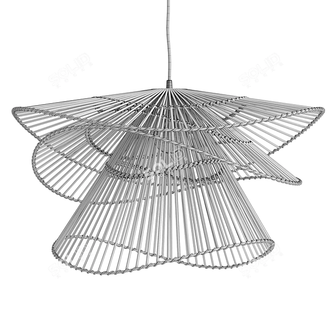Eco-friendly Bamboo Pendant Lights 3D model image 6
