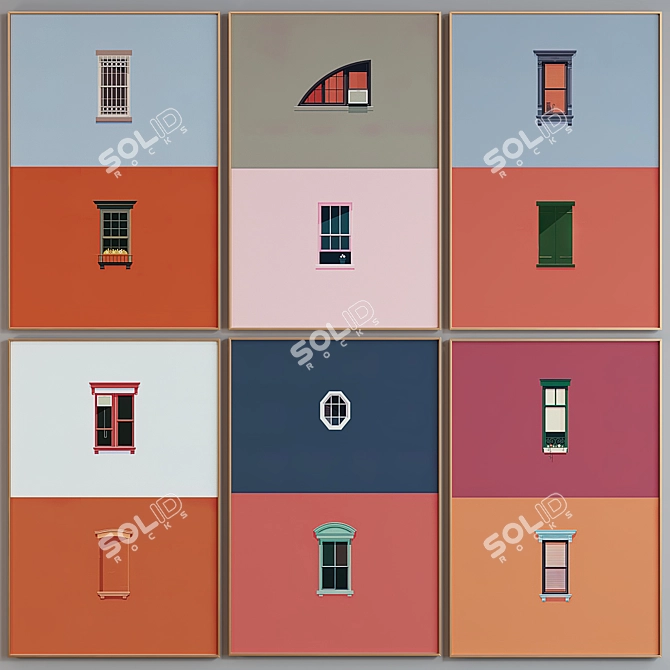 Window Frame Set 6pc Modern 3D model image 4