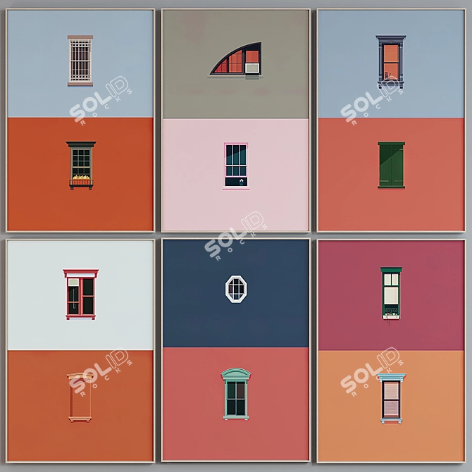 Window Frame Set 6pc Modern 3D model image 5