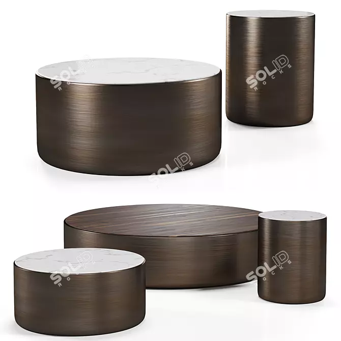 Elegant Filicudi Coffee Table Set 3D model image 1