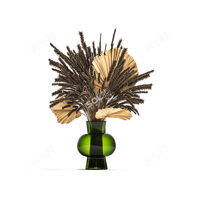 Luxury White Dried Flower Bouquet 3D model image 5