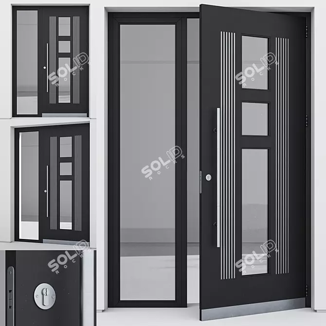 Sleek Aluminium Door Design 3D model image 1