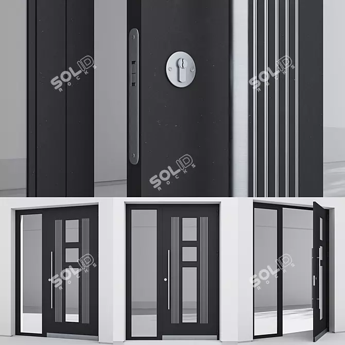 Sleek Aluminium Door Design 3D model image 3