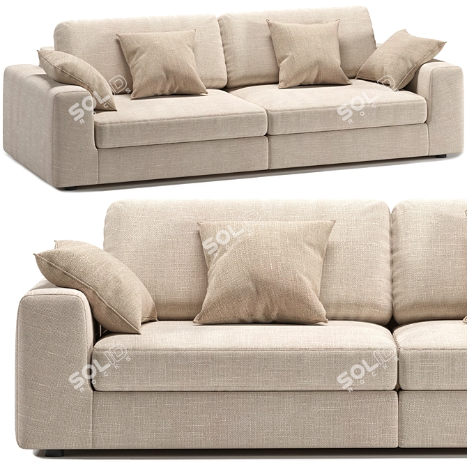 Modern Convertible Sofa With Ottoman 3D model image 2