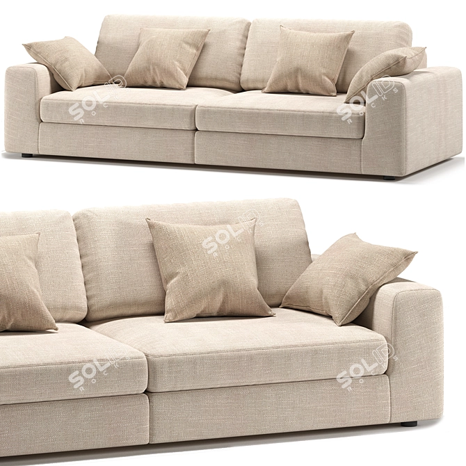 Modern Convertible Sofa With Ottoman 3D model image 4