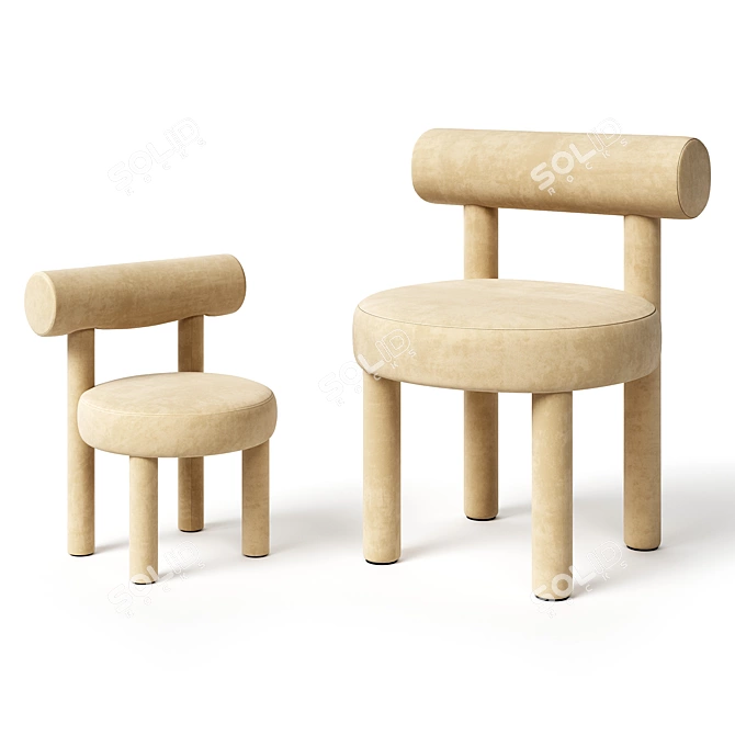 Modernist Kids Chair Duo 3D model image 1