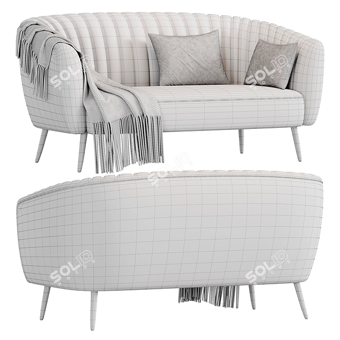 Astoria Contemporary Velvet Love Seat 3D model image 4