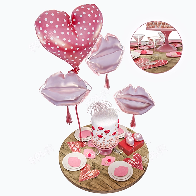 Helium Balloon Set - Celebration Decor 3D model image 1