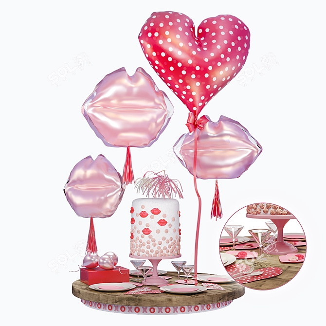 Helium Balloon Set - Celebration Decor 3D model image 3
