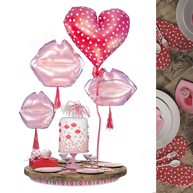 Helium Balloon Set - Celebration Decor 3D model image 6