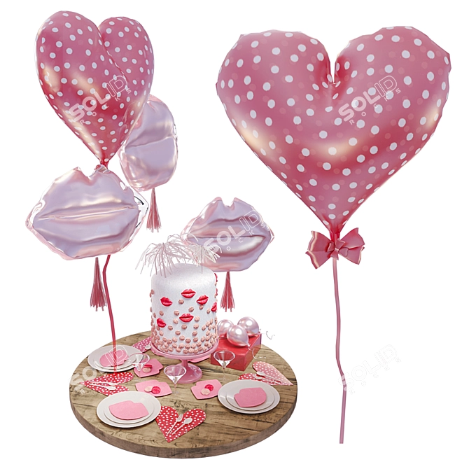 Helium Balloon Set - Celebration Decor 3D model image 12