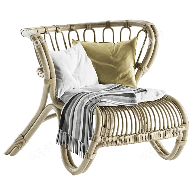 Handwoven Rattan Fox Lounge Chair 3D model image 1