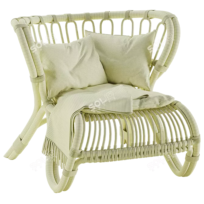 Handwoven Rattan Fox Lounge Chair 3D model image 5