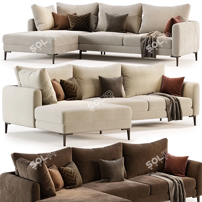 Stylish Milan Corner Sofa Set 3D model image 1