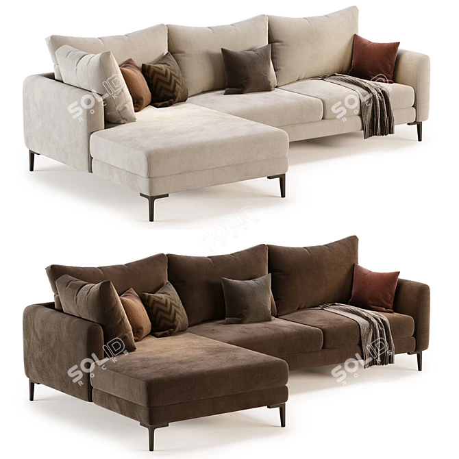 Stylish Milan Corner Sofa Set 3D model image 2