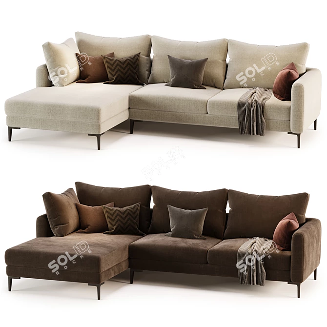 Stylish Milan Corner Sofa Set 3D model image 3