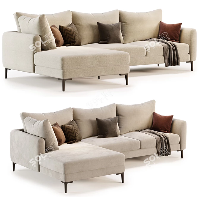 Stylish Milan Corner Sofa Set 3D model image 4