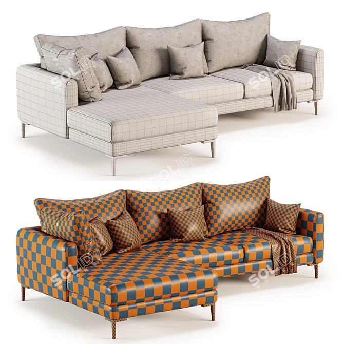 Stylish Milan Corner Sofa Set 3D model image 5