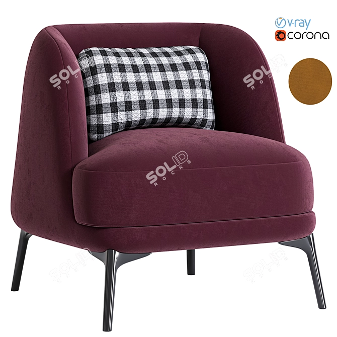 Modern Badal Armchair in Millimeters 3D model image 1