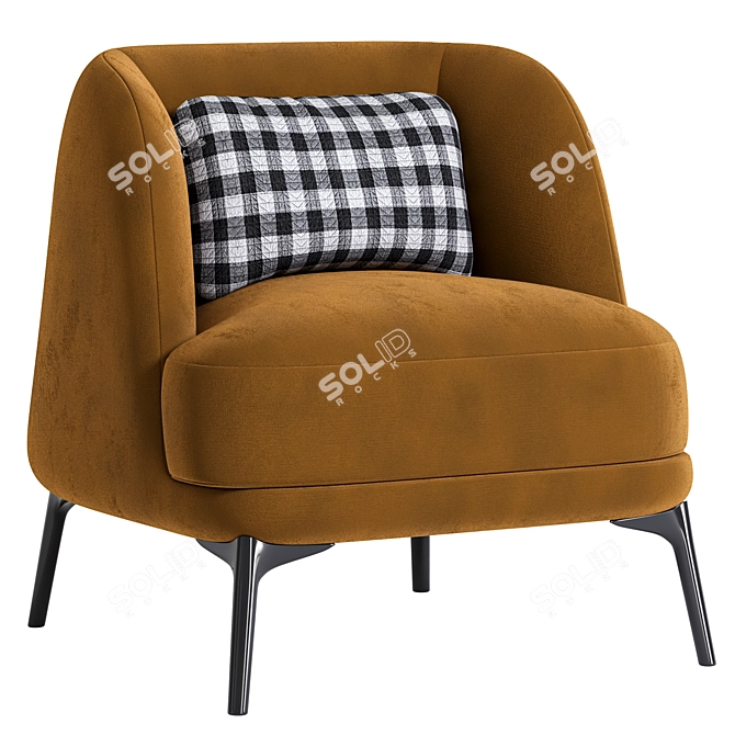 Modern Badal Armchair in Millimeters 3D model image 2