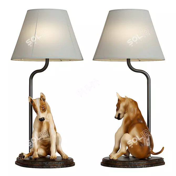 Dog Sculpture Table Lamp Velvet 3D model image 1