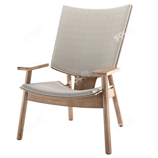 Elegant High Back Wooden Chair 3D model image 1