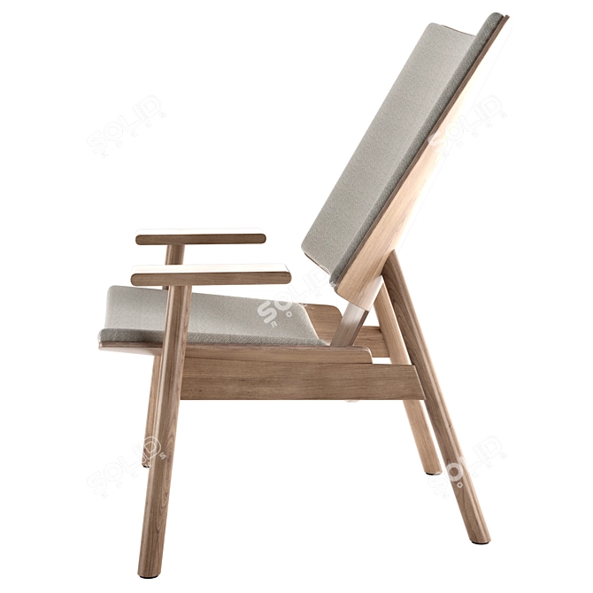 Elegant High Back Wooden Chair 3D model image 2