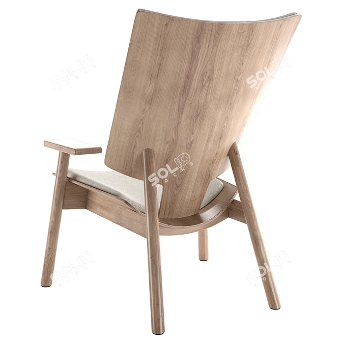 Elegant High Back Wooden Chair 3D model image 3