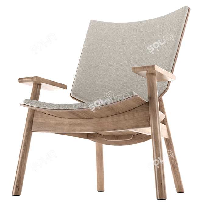 Elegant High Back Wooden Chair 3D model image 4