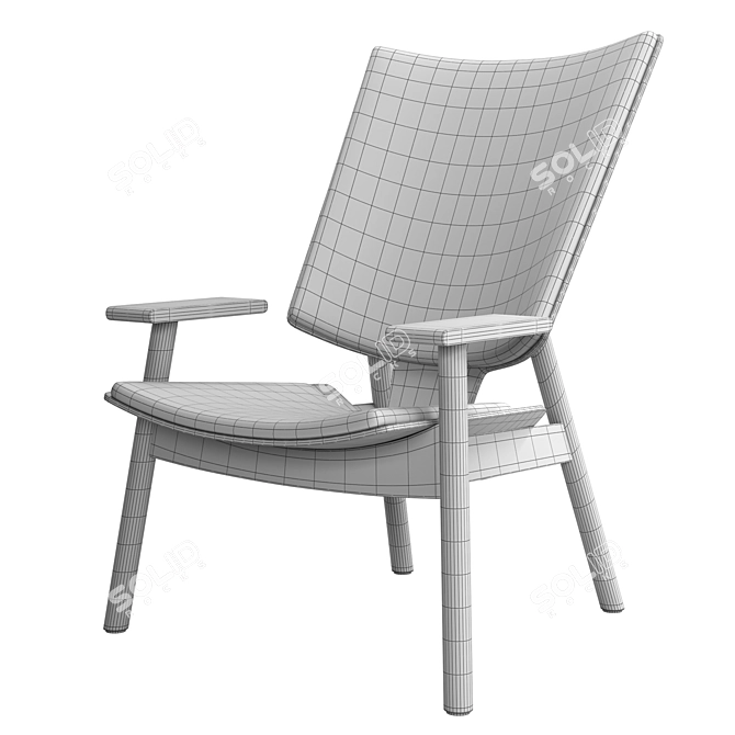 Elegant High Back Wooden Chair 3D model image 6