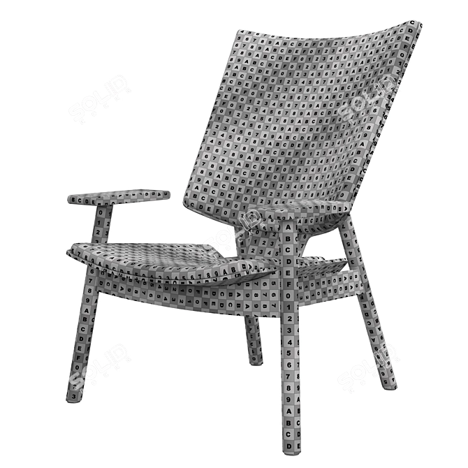 Elegant High Back Wooden Chair 3D model image 7