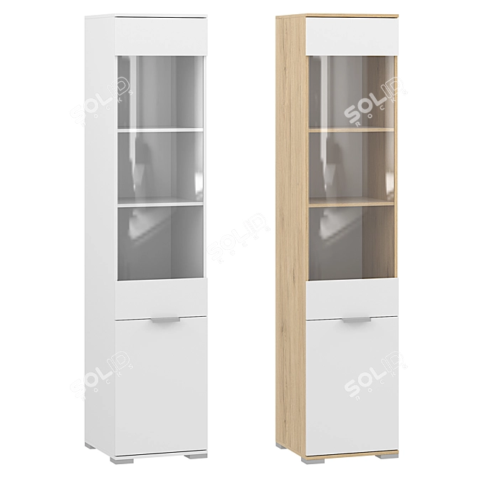 Stella Display Cabinet Oak White 3D model image 1